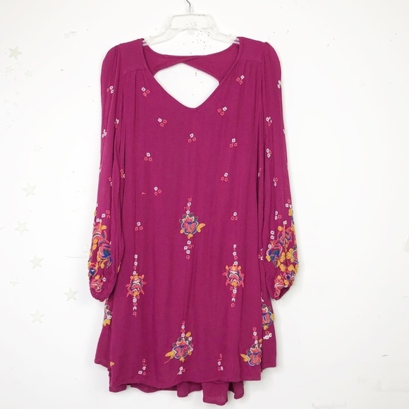 Free people burgundy embroidered dress - Picture 7 of 11